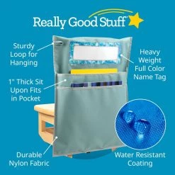 Store More® Dual Storage Deep Pocket Chair Pocket With Sit Upon- Calm And Cool Colors - Set Of 6 -Children School Supplies S812980 2