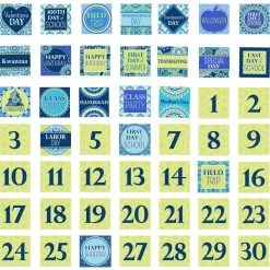 Blue Harmony Calendar Bulletin Board Kit - 119 Pieces -Children School Supplies S817648 1