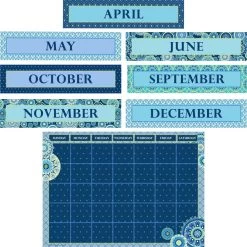 Blue Harmony Calendar Bulletin Board Kit - 119 Pieces -Children School Supplies S817648 2