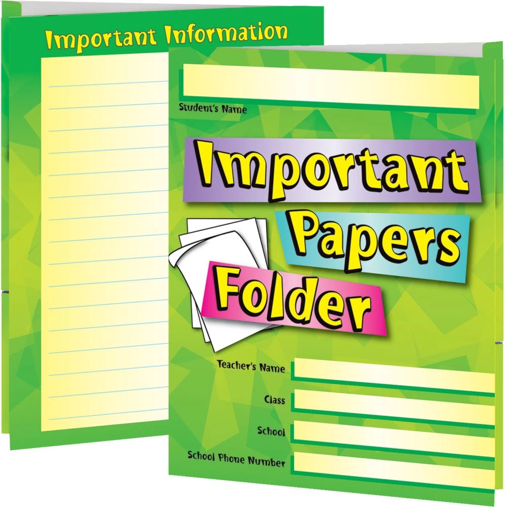 Important Papers Folders - 12 Folders 1 Important Papers Folders - 12 Folders
