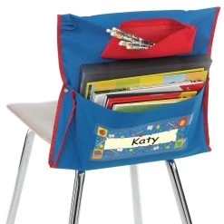 Deluxe Chair Pockets With Pencil Case - 6 Pack - Blue/Red