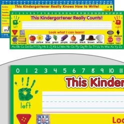 Zaner-Bloser Kindergarten Two-Sided Cardstock Desktop Helpers™ With Self-Adhesive Sleeves And Testing Inserts - Set Of 12