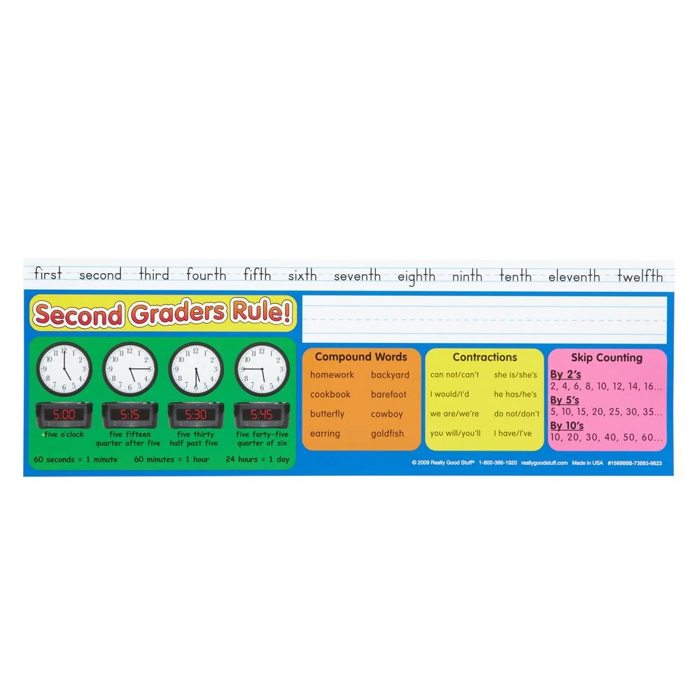 Zaner-Bloser Second Grade Two-Sided Cardstock Desktop Helpers™ With Self-Adhesive Sleeves And Testing Inserts - Set Of 12 4 Zaner-Bloser Second Grade Two-Sided Cardstock Desktop Helpers™ With Self-Adhesive Sleeves And Testing Inserts - Set Of 12 - Image 4