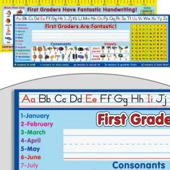 Zaner-Bloser First Grade Two-Sided Cardstock Desktop Helpers™ With Self-Adhesive Sleeves And Testing Inserts - Set Of 12