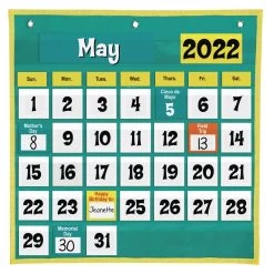 Space-Saver Calendar Pocket Chart™ - 1 Pocket Chart, 64 Cards