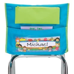 Early Childhood Deluxe Chair Pockets With Pencil Case- 36 Pack - Turquioise/Lime