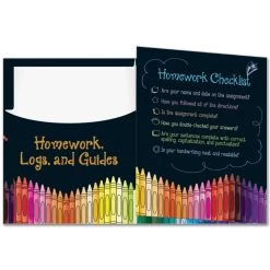Homework Tri-Fold 3-Pocket Folders - 12 Folders -Children School Supplies S822141 1
