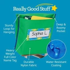 Store More® Deep-Pocket Chair Pockets - 6 Pack - Green/ Blue -Children School Supplies S822428 2