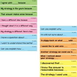 Accountable Talk Sentence Starters - 18 Sentence Strips