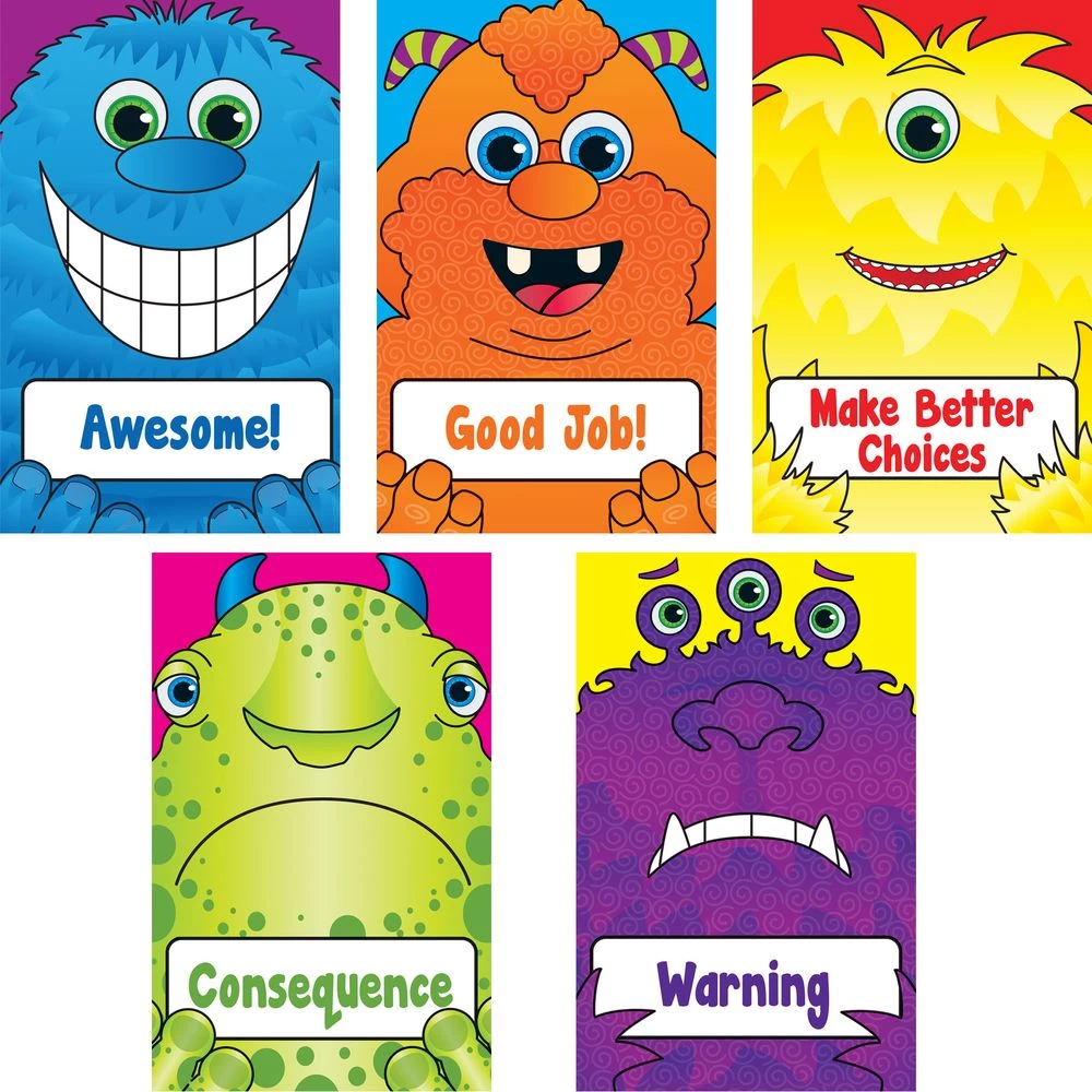 Really Good Stuff® We Have A "Monstrously" Good Behavior! Clip 'N' Track System - 1 Pocket Chart, 5 Cards, 36 Pins 2 Really Good Stuff® We Have A "Monstrously" Good Behavior! Clip 'N' Track System - 1 Pocket Chart, 5 Cards, 36 Pins - Image 2