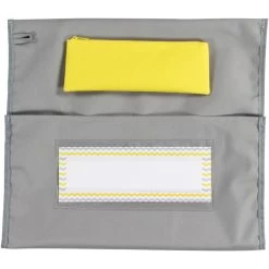 Deluxe Chair Pockets With Pencil Case - 6 Pack - Gray/Yellow -Children School Supplies S823483 1