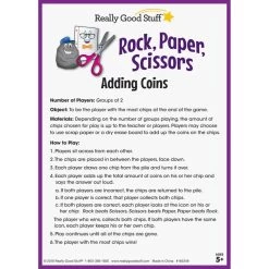 Really Good Stuff® Rock, Paper, Scissors Math Game - Adding Coins - 1 Game 6 Really Good Stuff® Rock, Paper, Scissors Math Game - Adding Coins - 1 Game -Children School Supplies S824340 1