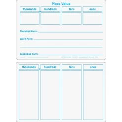 Basic Place Value Dry Erase Boards - 6 Boards 8 Basic Place Value Dry Erase Boards - 6 Boards -Children School Supplies S824853 2