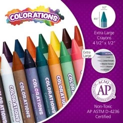 Colorations® Jumbo Crayons - 16 Colors, 12 Sets -Children School Supplies S912453 1