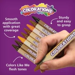 Colorations® Colors Like Me Crayons, 8 Colors, Regular Size, 48 Packs -Children School Supplies S913264 1