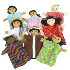 Multi-Cultural 9" Hand Puppets - Set Of 8