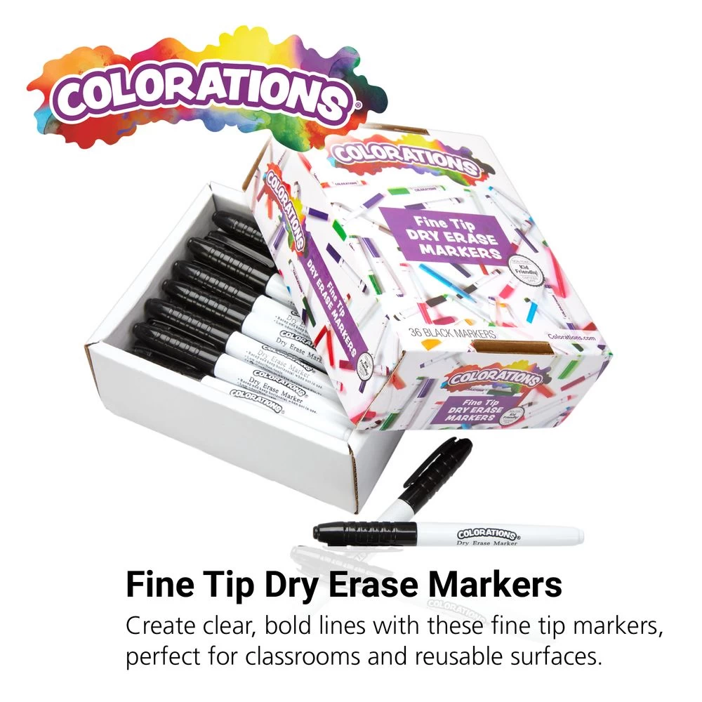Colorations® Dry Erase Markers - Black Fine Tip - Set Of 36 2 Colorations® Dry Erase Markers - Black Fine Tip - Set Of 36 - Image 2