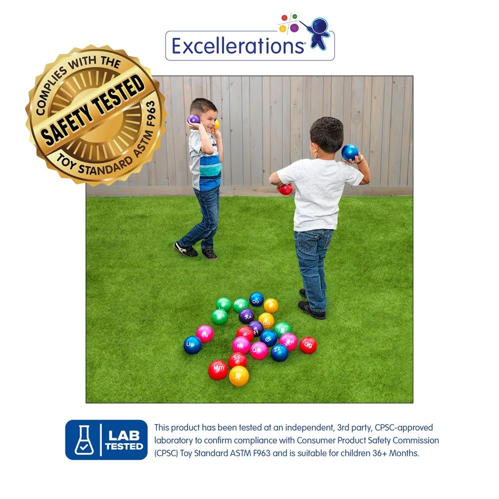 Excellerations® 3" Alphabet Balls - Set Of 26 With Air Pump 2 Excellerations® 3" Alphabet Balls - Set Of 26 With Air Pump - Image 2