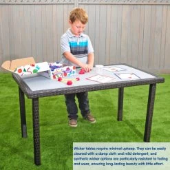 Outdoor Smooth Top Wicker Table -26" (School Age Height) -Children School Supplies S967770 1