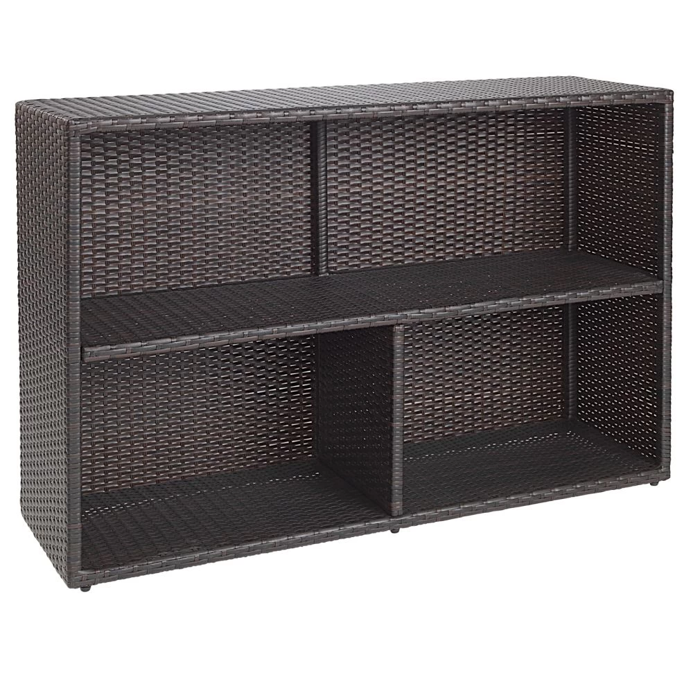 Excellerations® Indoor/Outdoor Wicker-Look Storage Shelf With 3 Cubbies 1 Excellerations® Indoor/Outdoor Wicker-Look Storage Shelf With 3 Cubbies