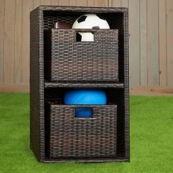 Excellerations® Indoor/Outdoor Wicker Side Table With Wicker Shelf -Children School Supplies S968946 1