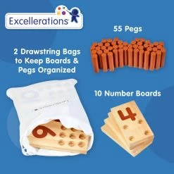 Excellerations® Peg Number Boards - Natural -Children School Supplies S979967 1