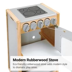 Excellerations® Sustainably Harvested Rubberwood Modern Stove -Children School Supplies S981340 1