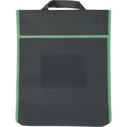 Large Book Pouch Black With Green Trim - Single