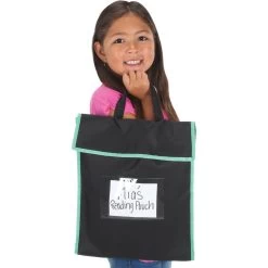 Large Book Pouch Black With Pink Trim - Single -Children School Supplies S983469 0