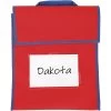 Medium Book Pouch Red With Blue Trim - Single