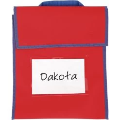 Medium Book Pouch Red With Blue Trim - Single