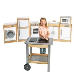 Excellerations® Sustainably Harvested Rubberwood Modern Play Kitchen Set