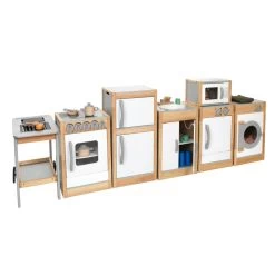 Excellerations® Sustainably Harvested Rubberwood Modern Play Kitchen Set -Children School Supplies S993393 1