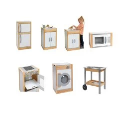 Excellerations® Sustainably Harvested Rubberwood Modern Play Kitchen Set -Children School Supplies S993393 2