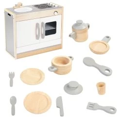 Excellerations® Sustainably Harvested Rubberwood Modern Play Combination Kitchen & Accessories