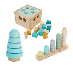 Excellerations® Sustainably Harvested Rubberwood Stacking Play Toys