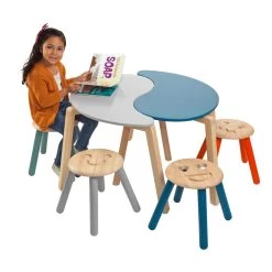Excellerations® Sustainably Harvested Rubber Wood Yin And Yang Table Set -Children School Supplies S994242 1