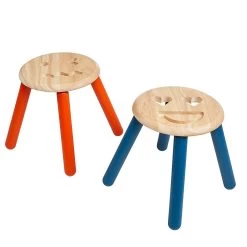 Excellerations® Sustainably Harvested Rubber Wood Emotion Stools And Table - Set Of 4 Emotion Stool And 2 Tables -Children School Supplies S994244 2