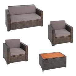 Excellerations® Outdoor Wicker Set - 2 Chairs, Sofa, & Table (School Age Height)