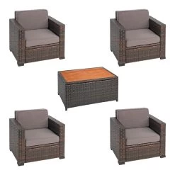Excellerations® Outdoor Wicker Set - 4 Chairs & Table (School Age Height)
