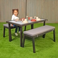 Excellerations® Outdoor Wicker Dining Set 26" (School Age Height) -Children School Supplies S994861 2