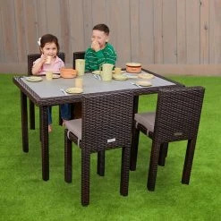 Excellerations® Outdoor Wicker Set - Table & 4 Chairs 26" (School Age Height) 12 Excellerations® Outdoor Wicker Set - Table & 4 Chairs 26" (School Age Height) -Children School Supplies S994876 4